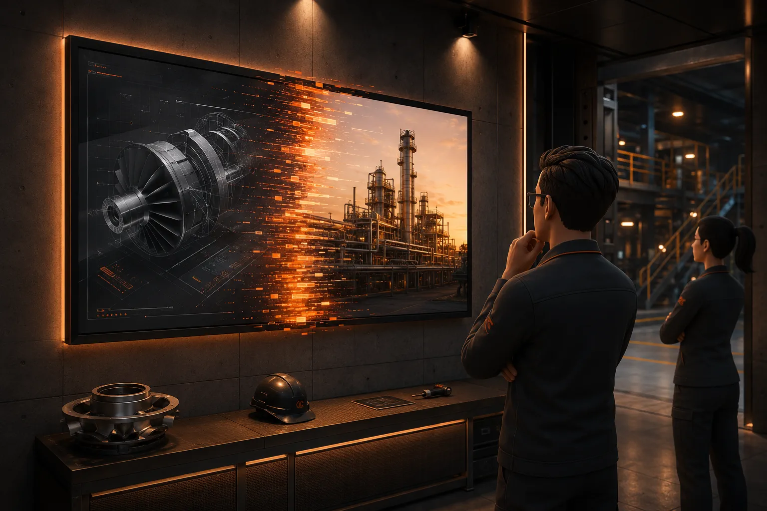 A wall-mounted poster in a virtual room updating to new branding